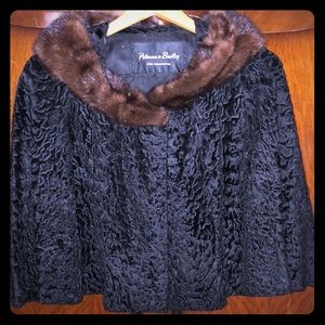 Vintage short lamb and mink fur coat.
